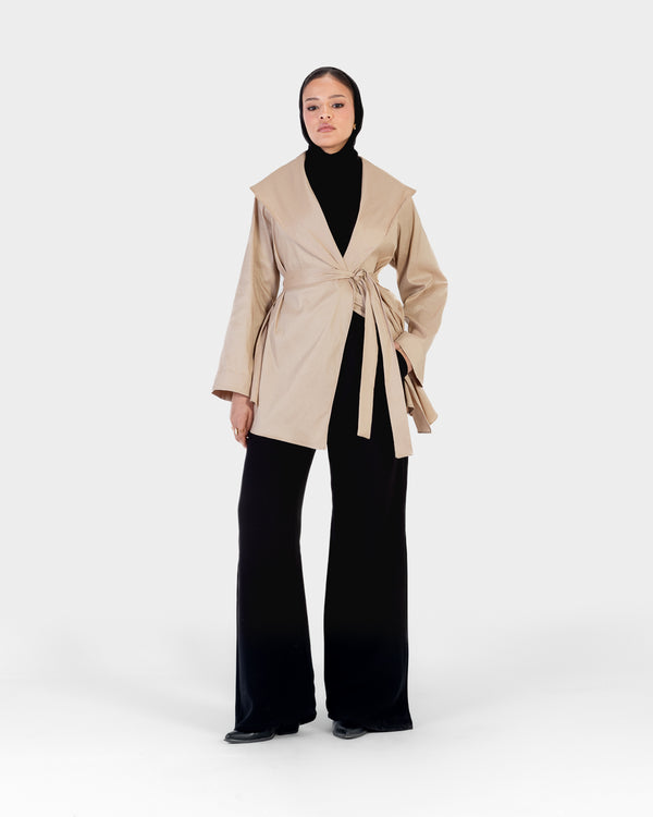 Taffeta Cardigan in Beige
