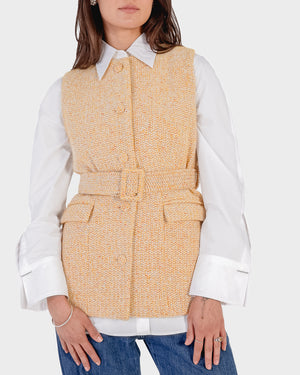 Tweed Belted Vest in Yellow