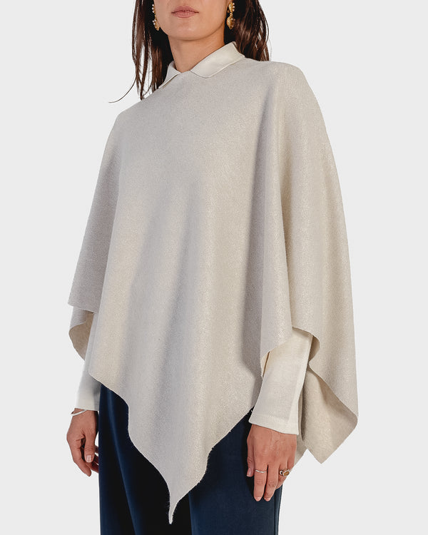 Shimmer Poncho Top in Off-White