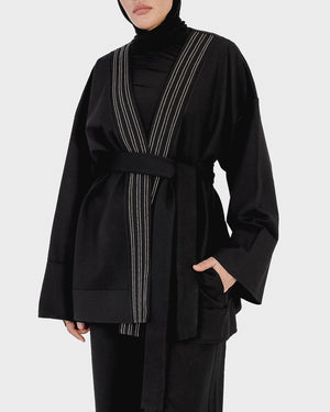 White Stitching Kimono Set