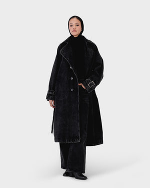 Black Denim Trench Coat