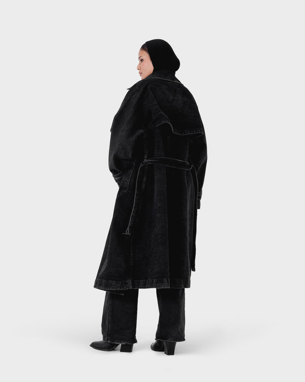 Black Denim Trench Coat