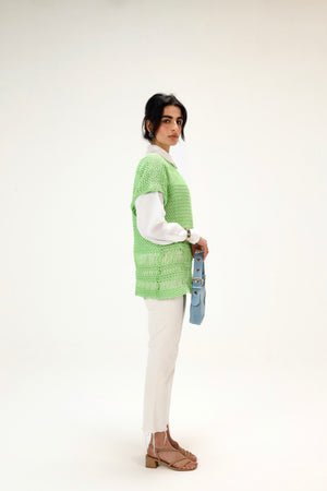 Beach Vibes Top in Leafy Green