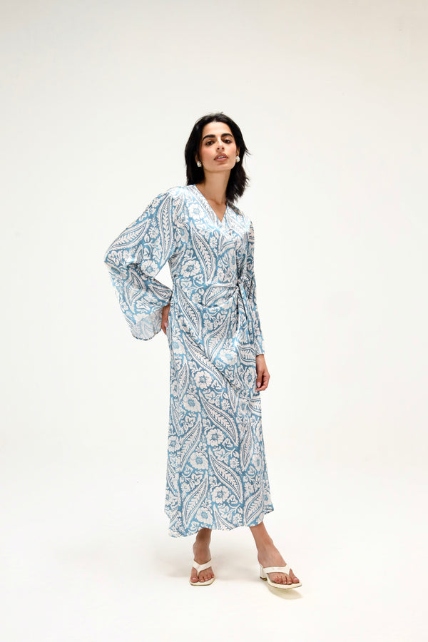 Easy To Love Dress in Printed Steel Blue