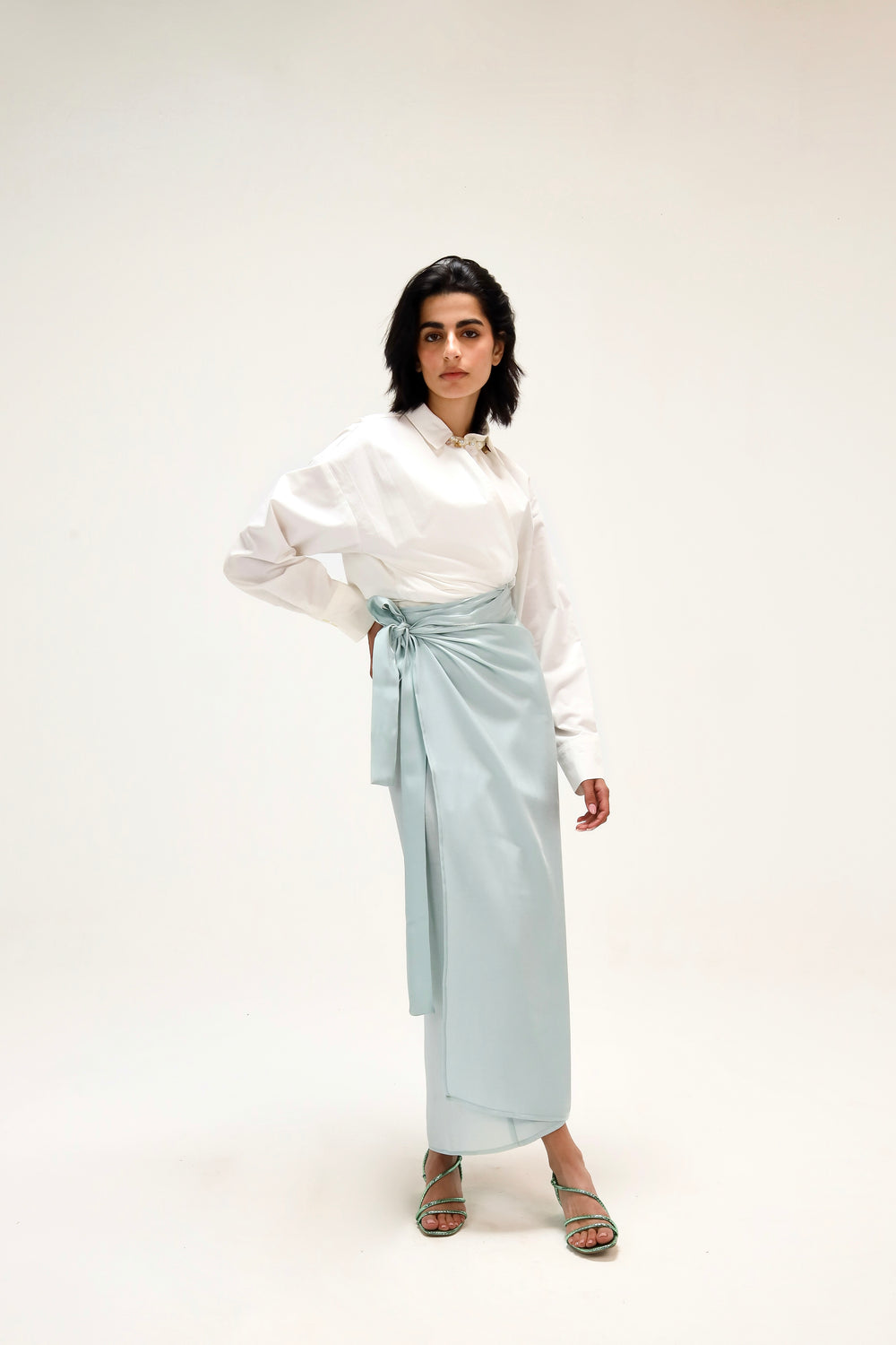 Shimmery Wrap Skirt in Mint