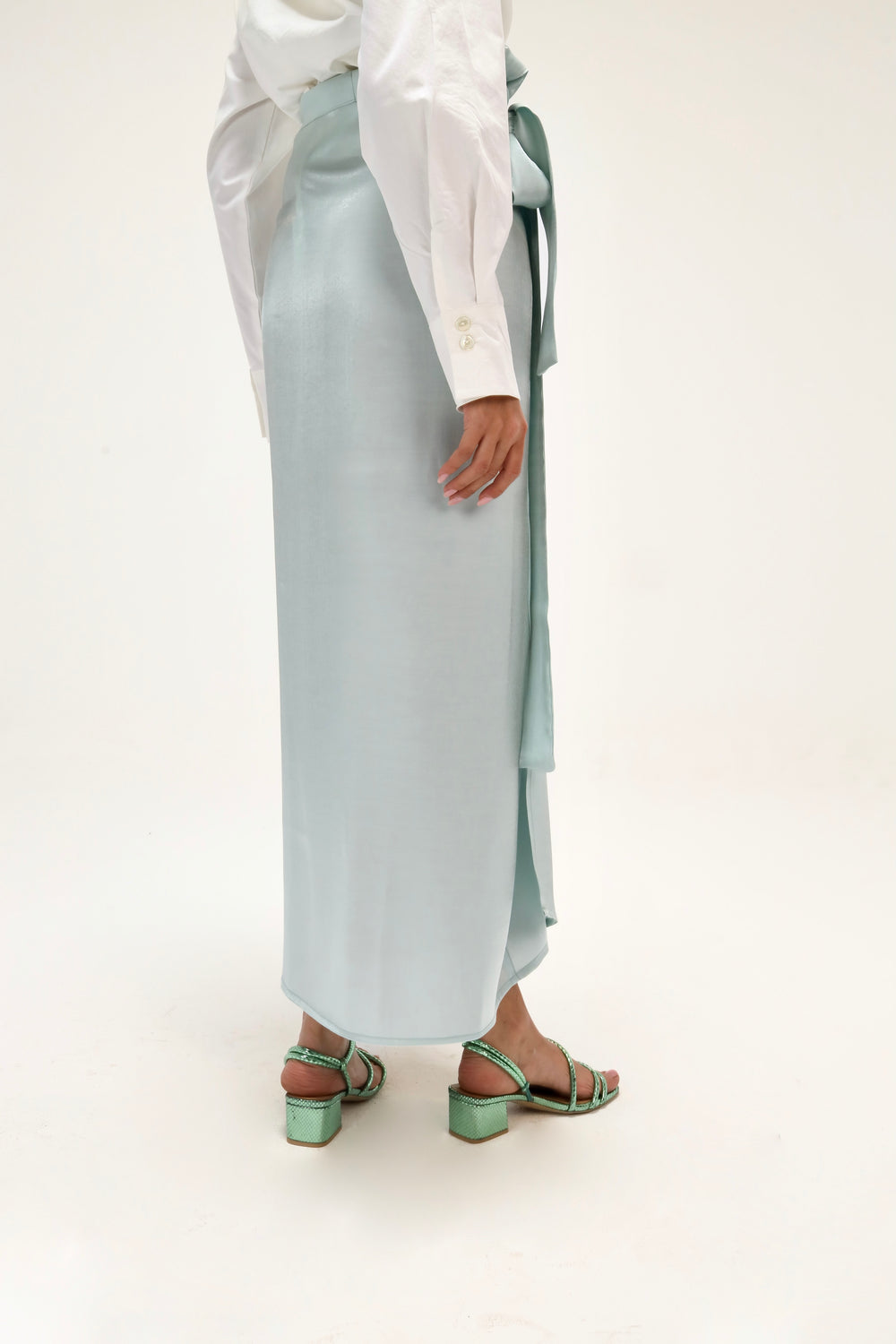 Shimmery Wrap Skirt in Mint