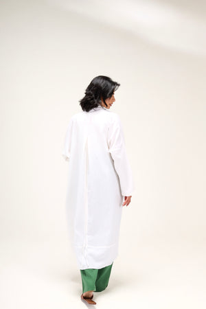 Linen Kimono with Drawstring in Offwhite