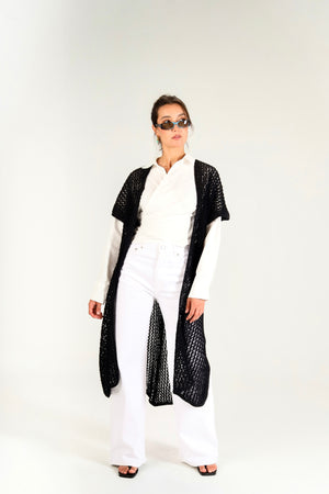 Dream Weaver Crochet Kimono in Black