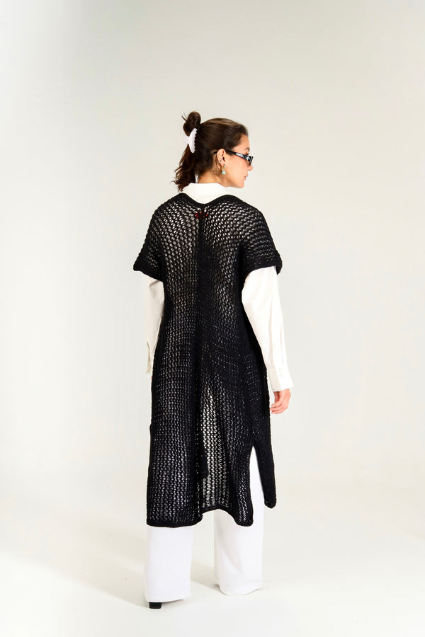 Dream Weaver Crochet Kimono in Black