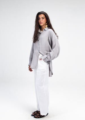 Cotton Muslin Shirt in Grey