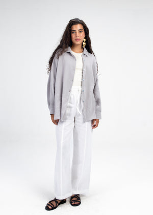 Cotton Muslin Shirt in Grey