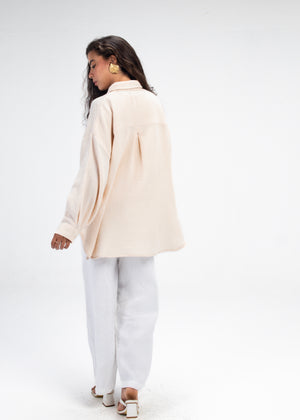 Cotton Muslin Shirt in Beige
