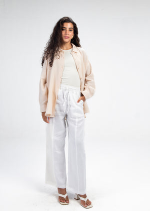 Cotton Muslin Shirt in Beige