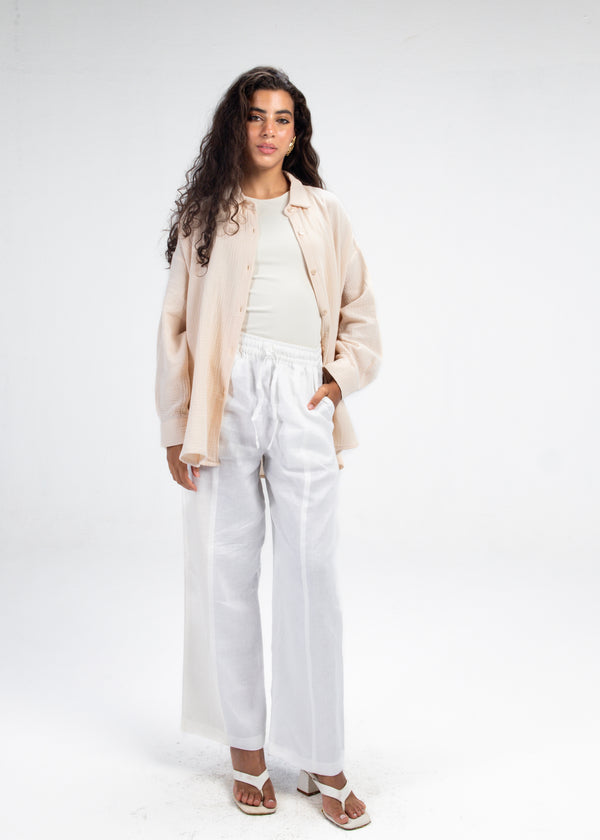 Cotton Muslin Shirt in Beige