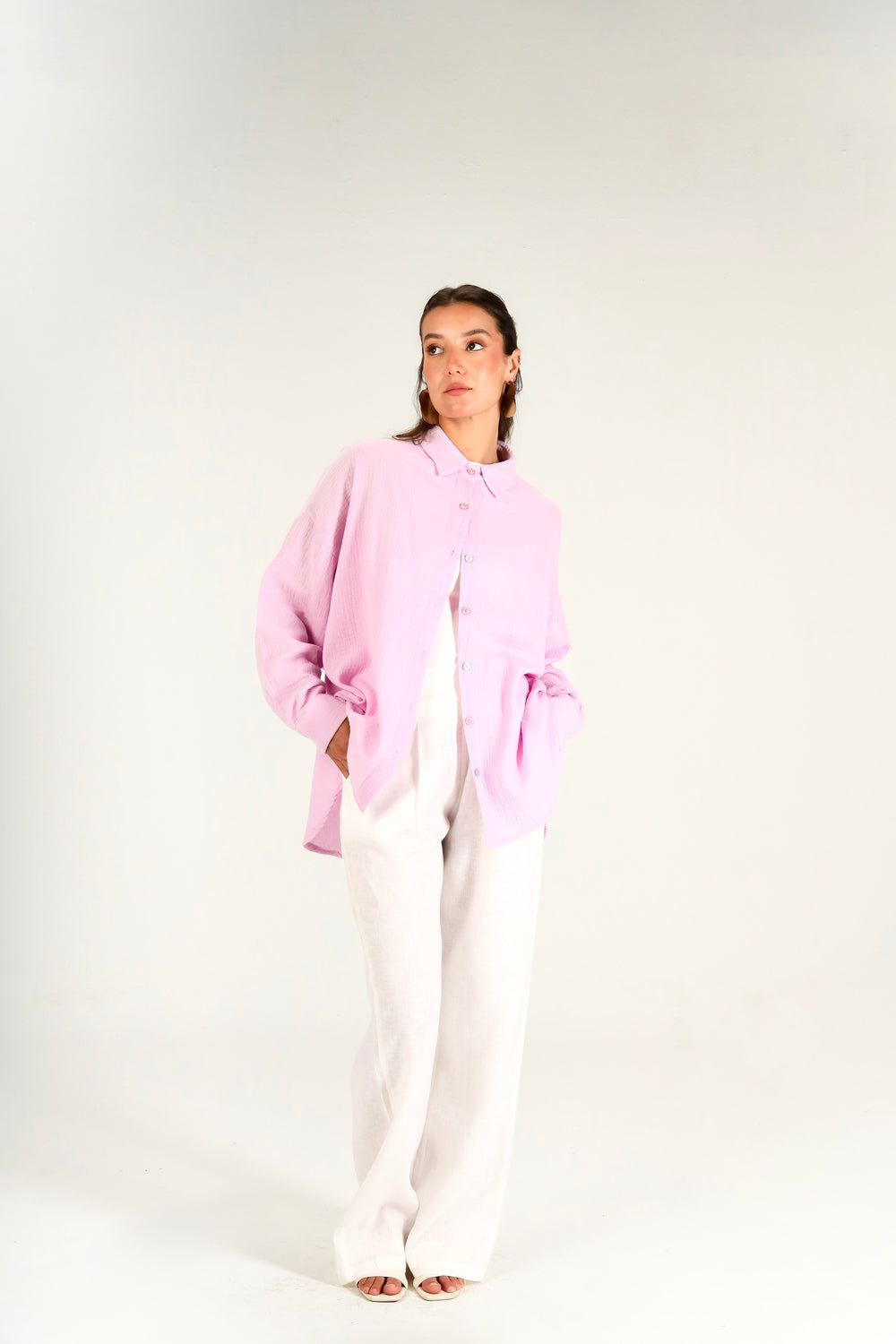 Cotton Muslin Shirt in Lilac