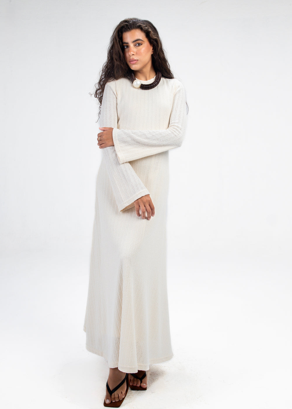 Coastal Crochet Dress in Off White
