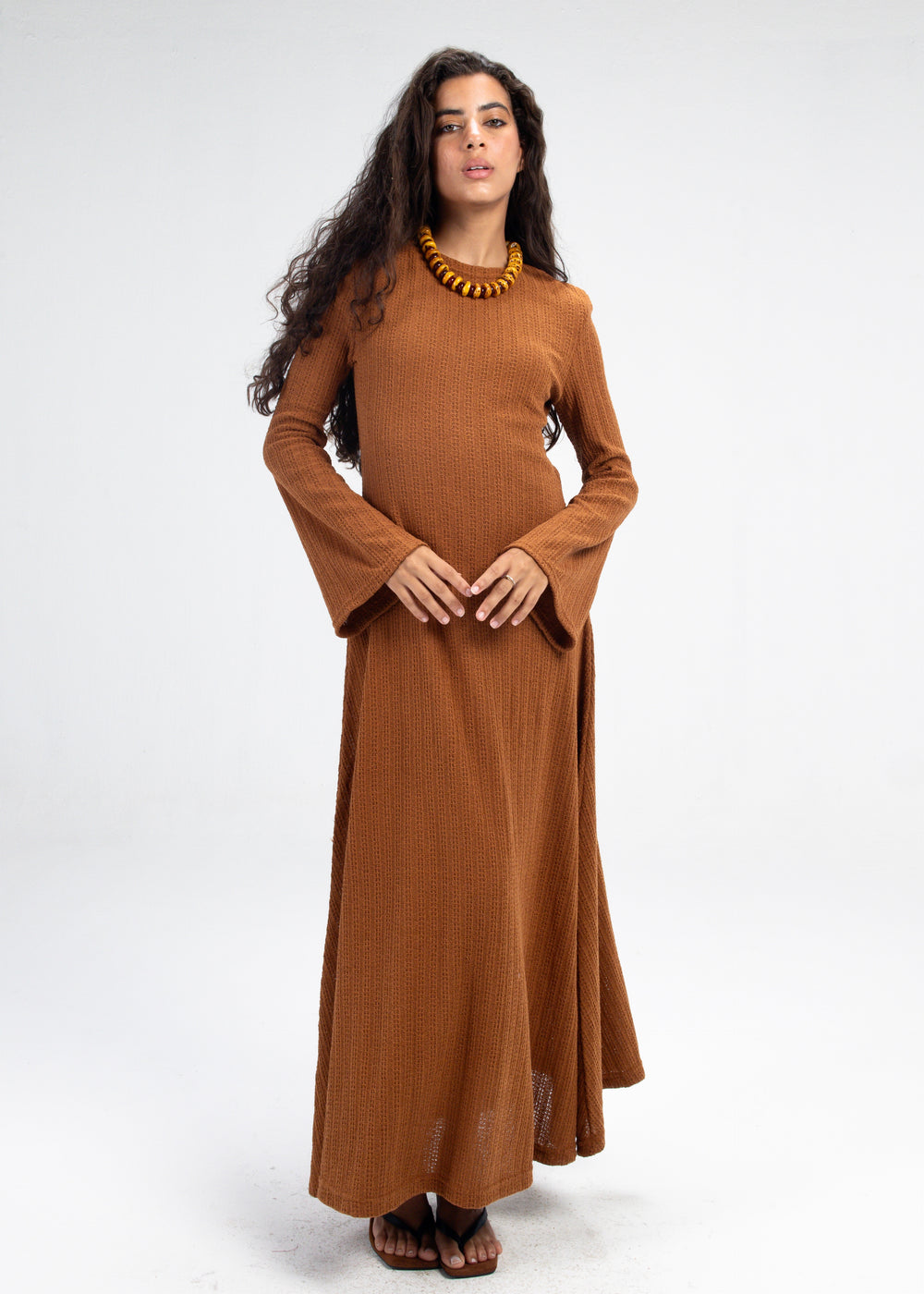 Coastal Crochet Dress in Brick