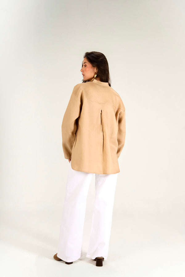 Mandarin Shirt in Camel