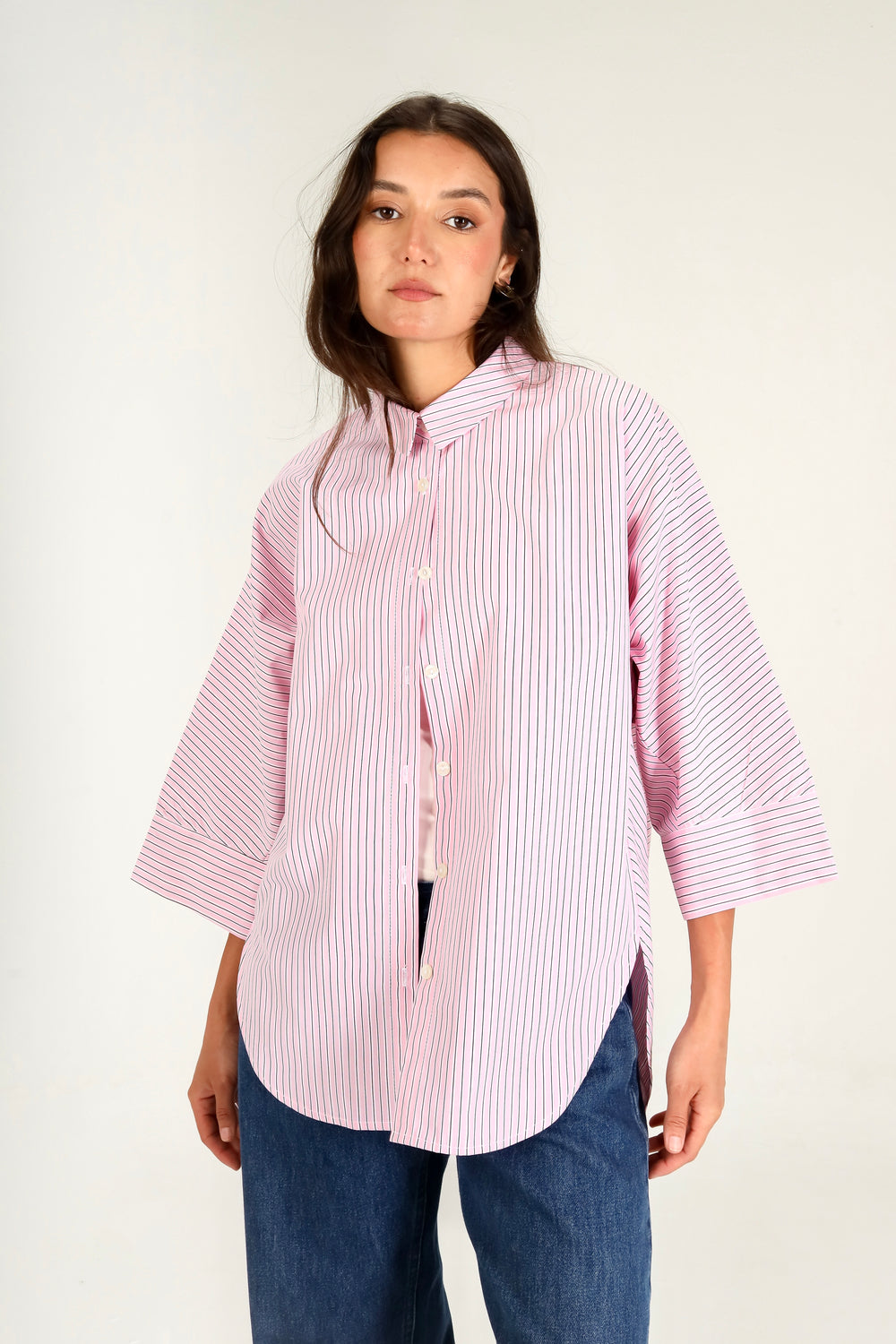 Boxy Striped Shirt in Pink