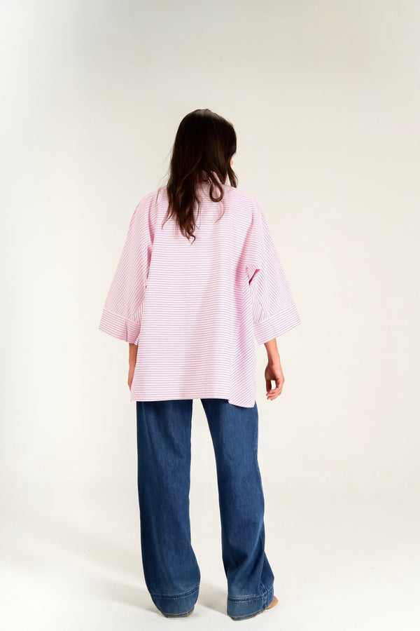 Boxy Striped Shirt in Pink