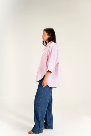 Boxy Striped Shirt in Pink