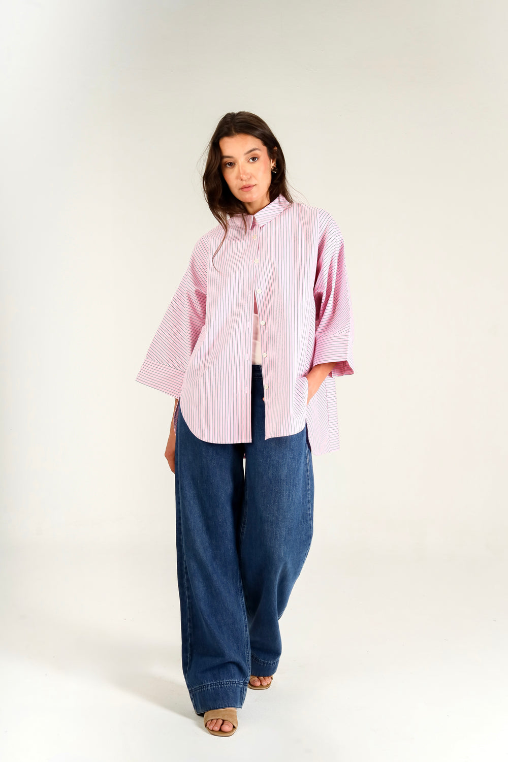 Boxy Striped Shirt in Pink