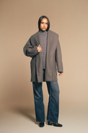 Double Breasted Cardigan in Dark Grey