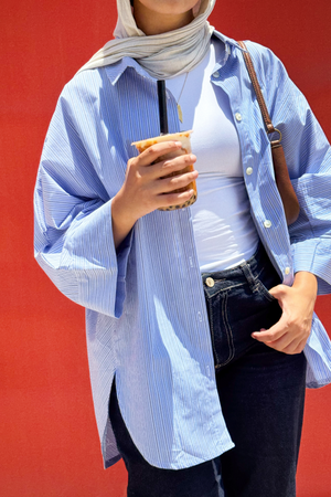 Boxy Striped Shirt in Blue