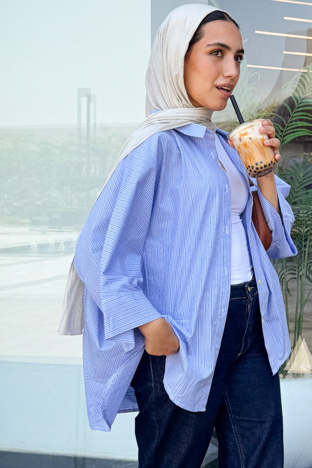 Boxy Striped Shirt in Blue
