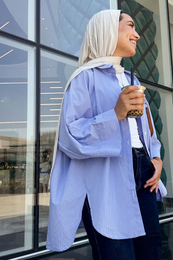 Boxy Striped Shirt in Blue