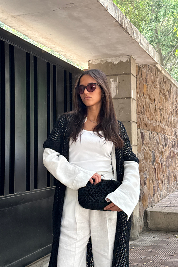 Dream Weaver Crochet Kimono in Black