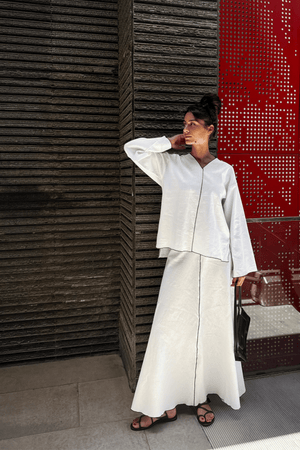 Linear Linen Skirt