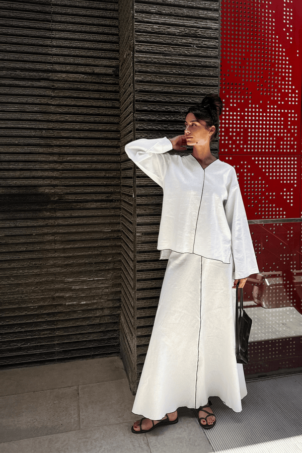 Linear Linen Skirt