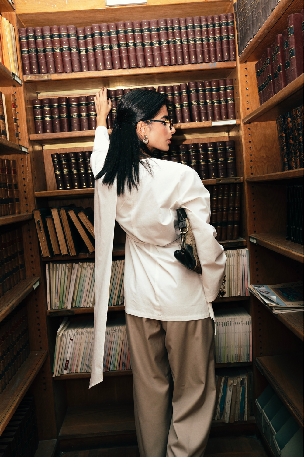 Poplin Scarfed Top in White
