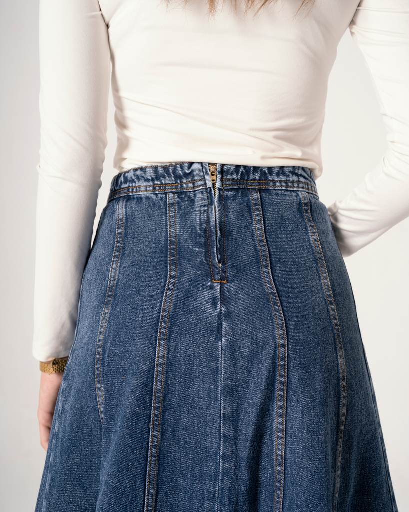 Denim Skirt in Dark Blue