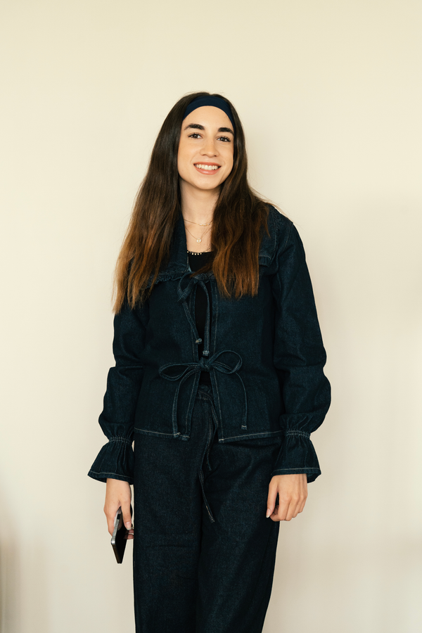 Frill Collar Denim Top