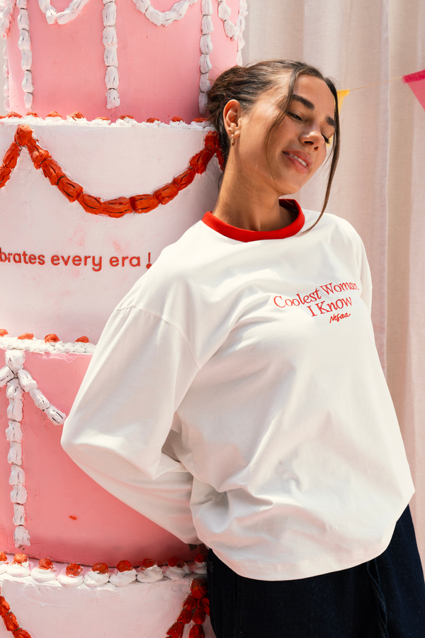 Coolest Woman I Know Long Sleeve T-Shirt In Red