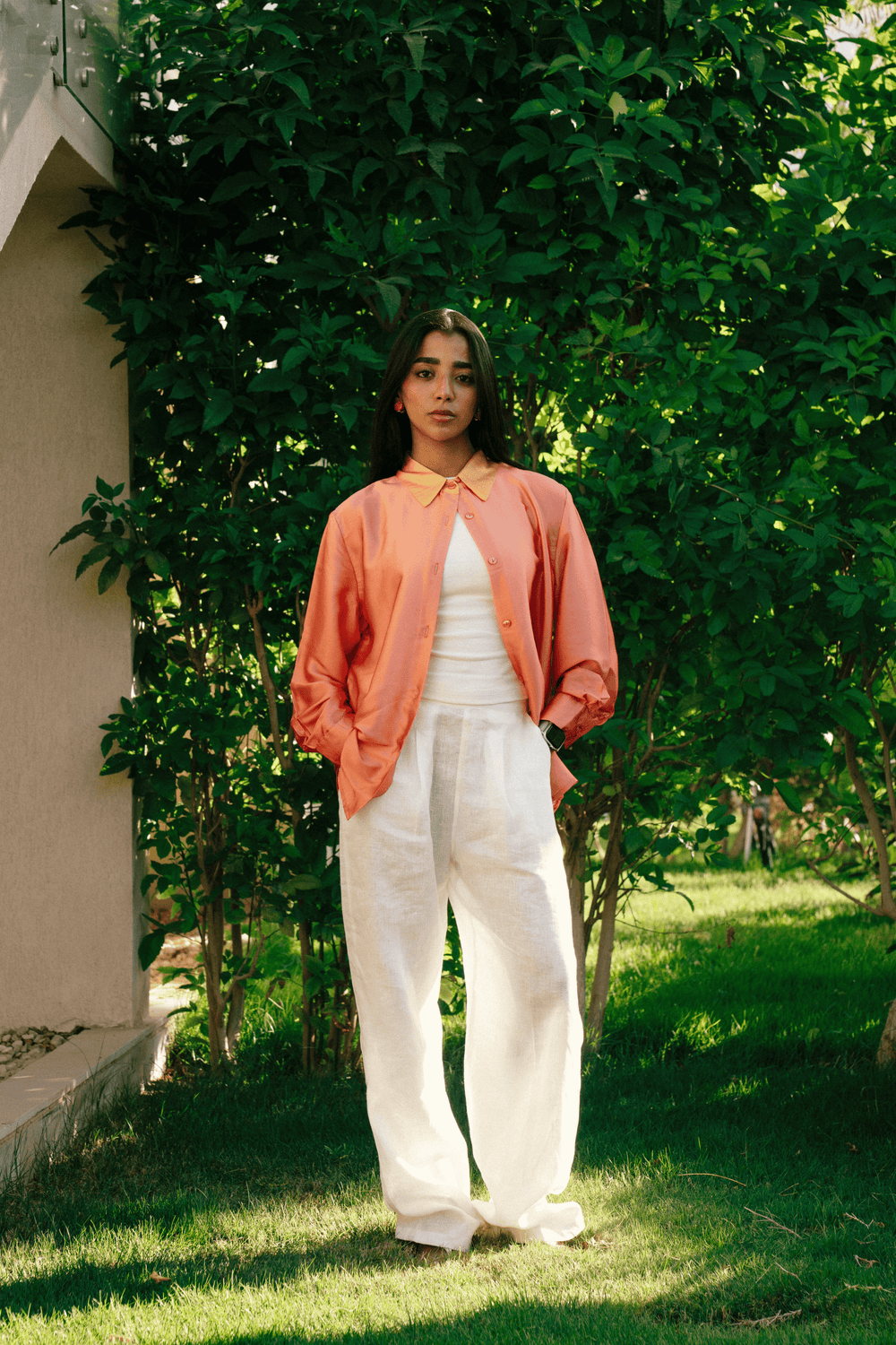Satin Shirt in Orange
