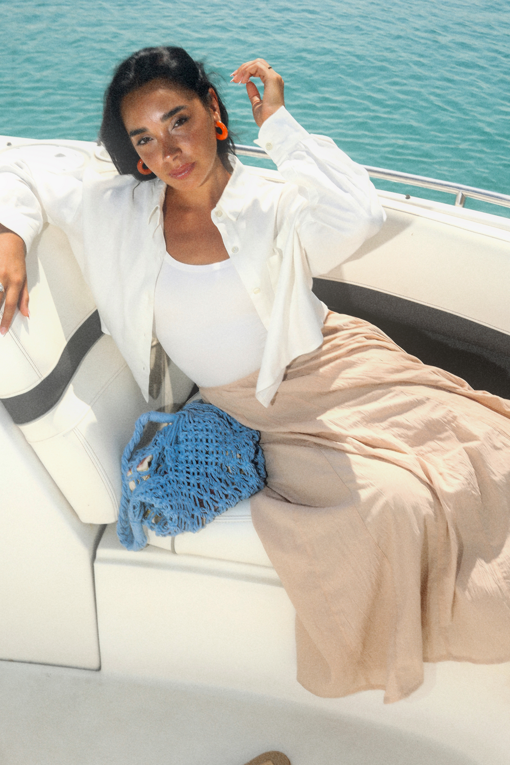 Godet Skirt in Beige