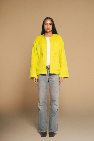 Mid-length Colored Jacket in Yellow