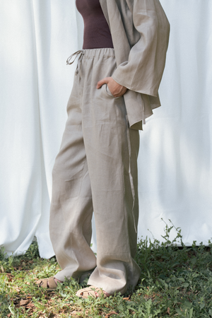 Linen Pants in Beige