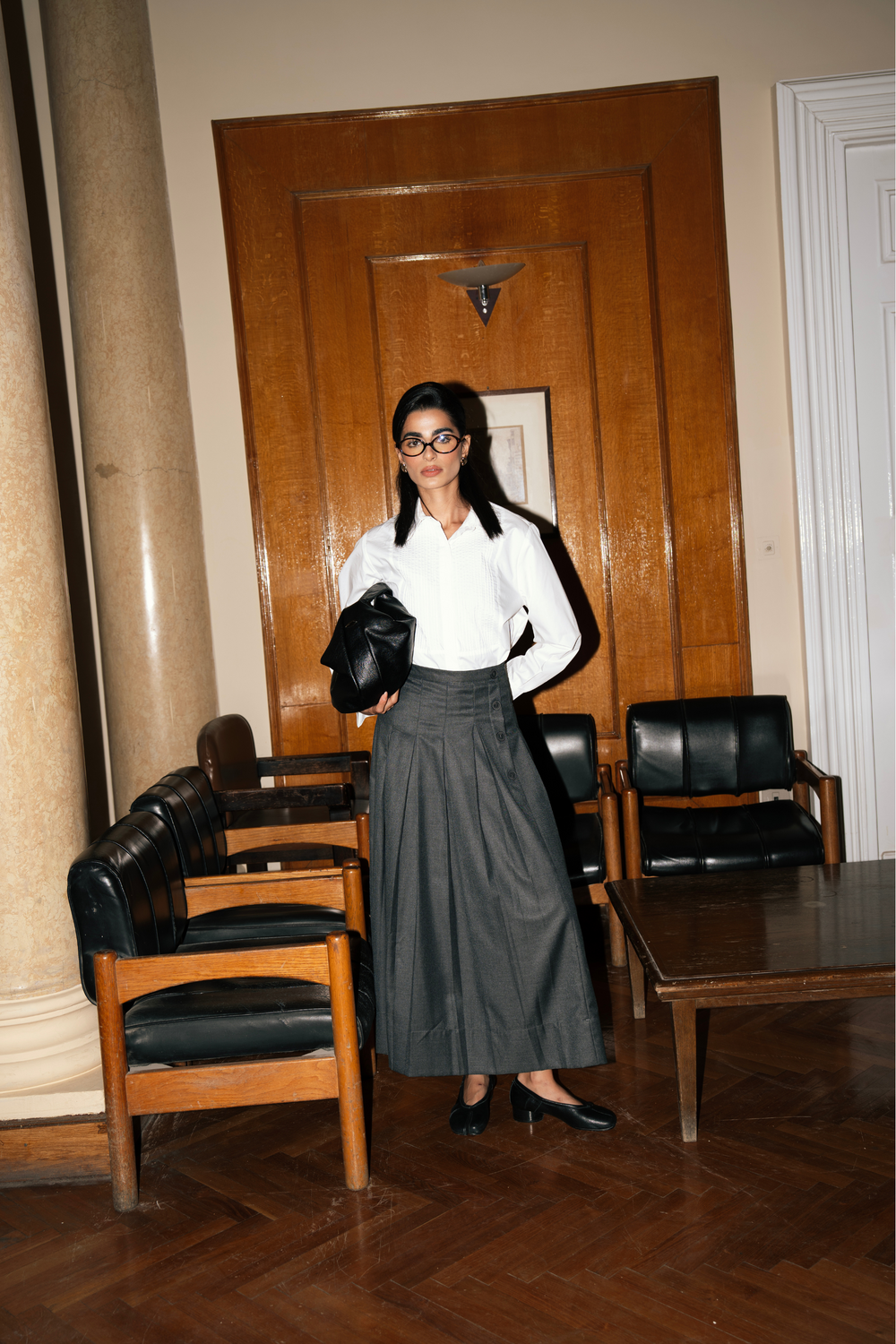 Classic Pleats Skirt in Dark Grey