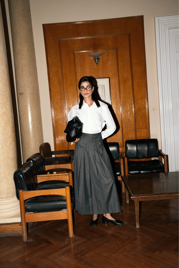 Classic Pleats Skirt in Dark Grey