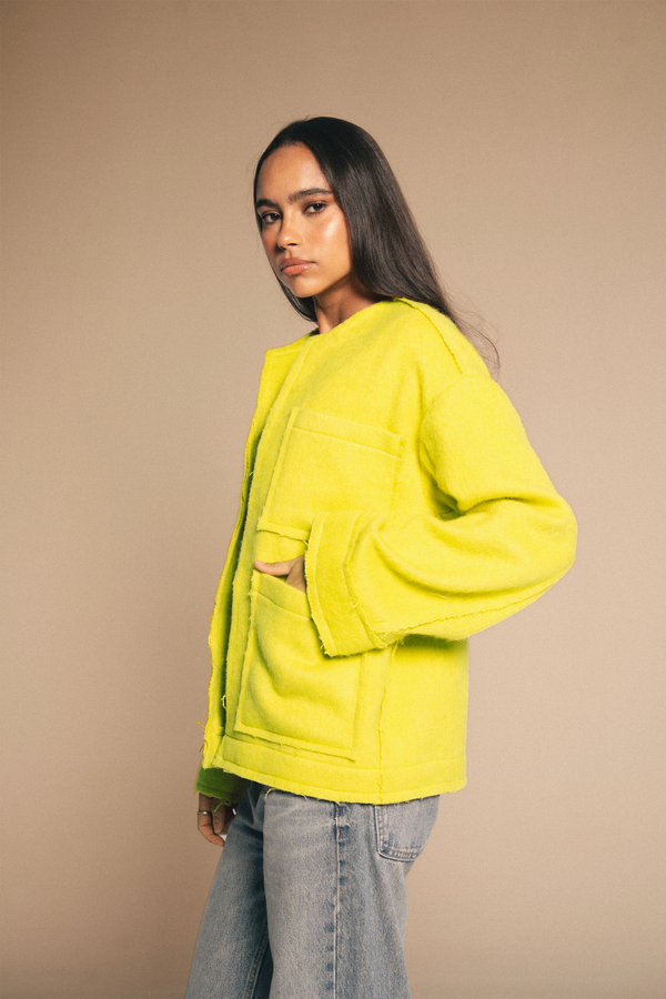Mid-length Colored Jacket in Yellow