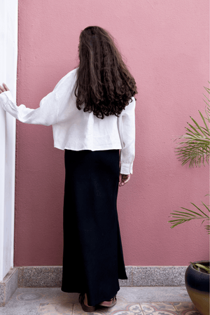 Linen Mermaid Skirt in Black