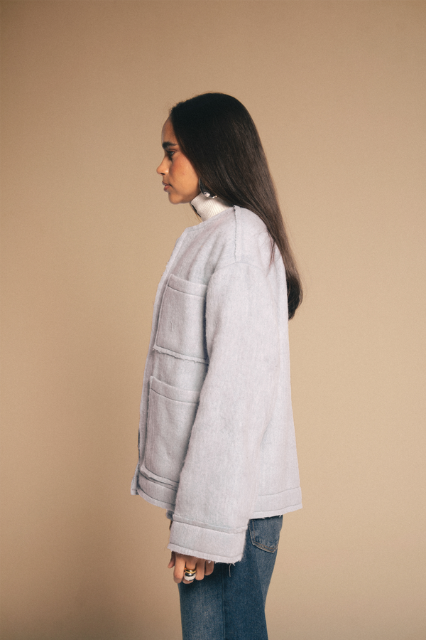 Mid-length Colored Jacket in Purple