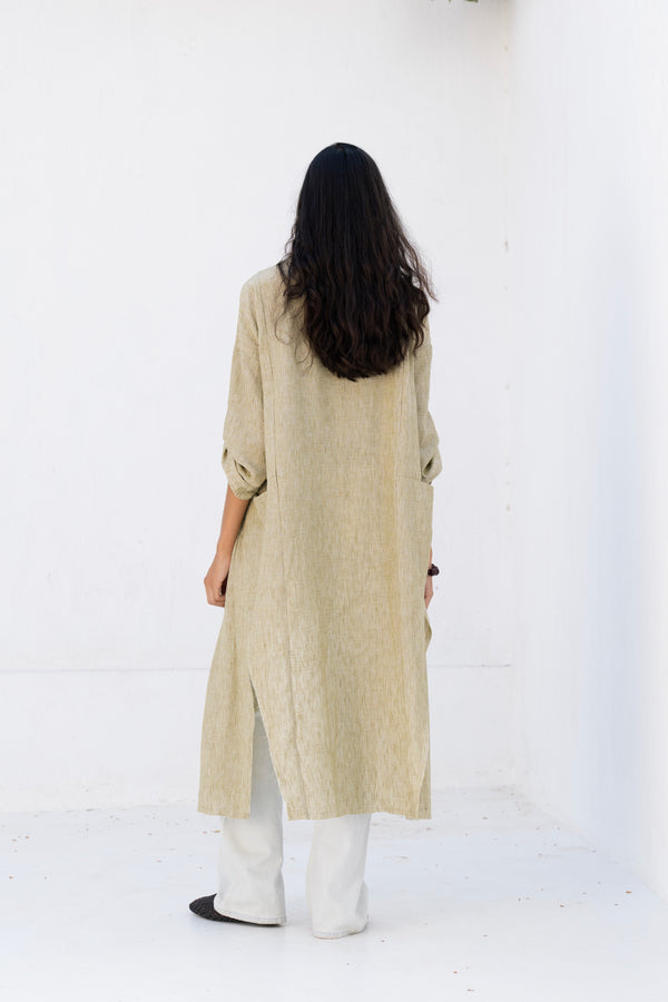 Long Drape Cardigan in Olive