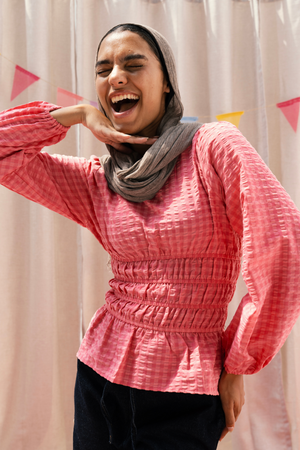 Smocked Neck Top