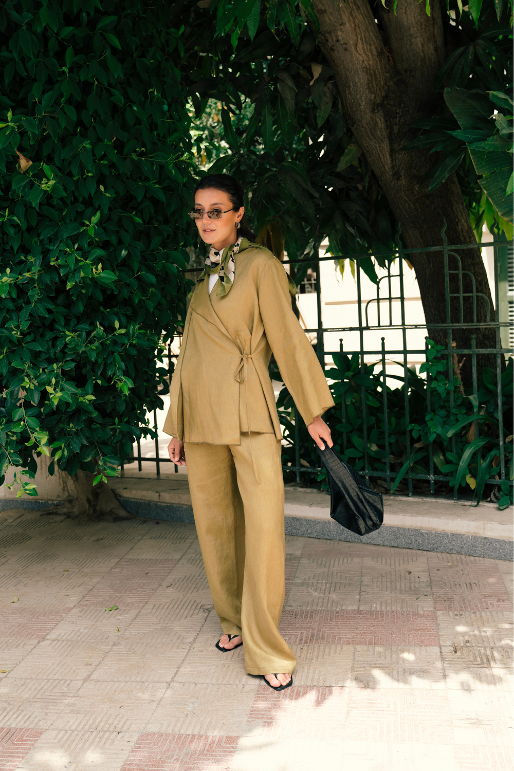 Linen Wrap top in Pistachio