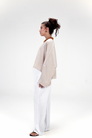 Back-Tie Top in Beige